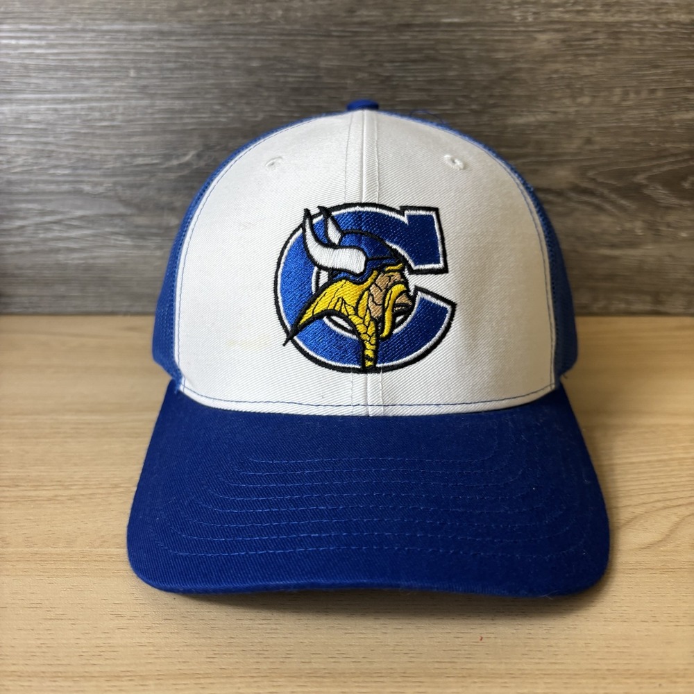 Crestview Vikings Hat Cap Snap Back Blue White Mesh Trucker Mens